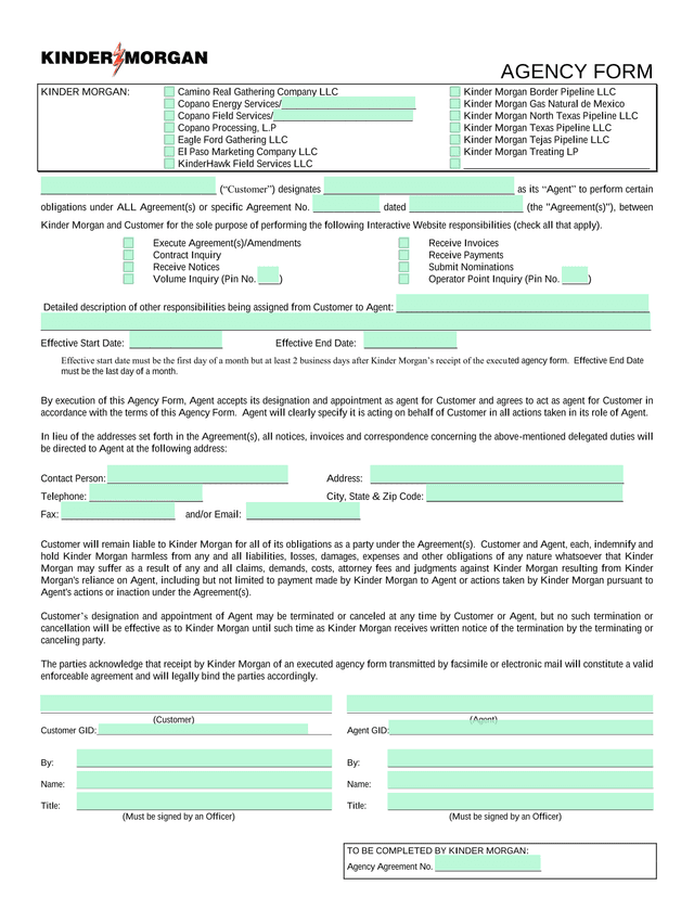 Agency Form screenshot