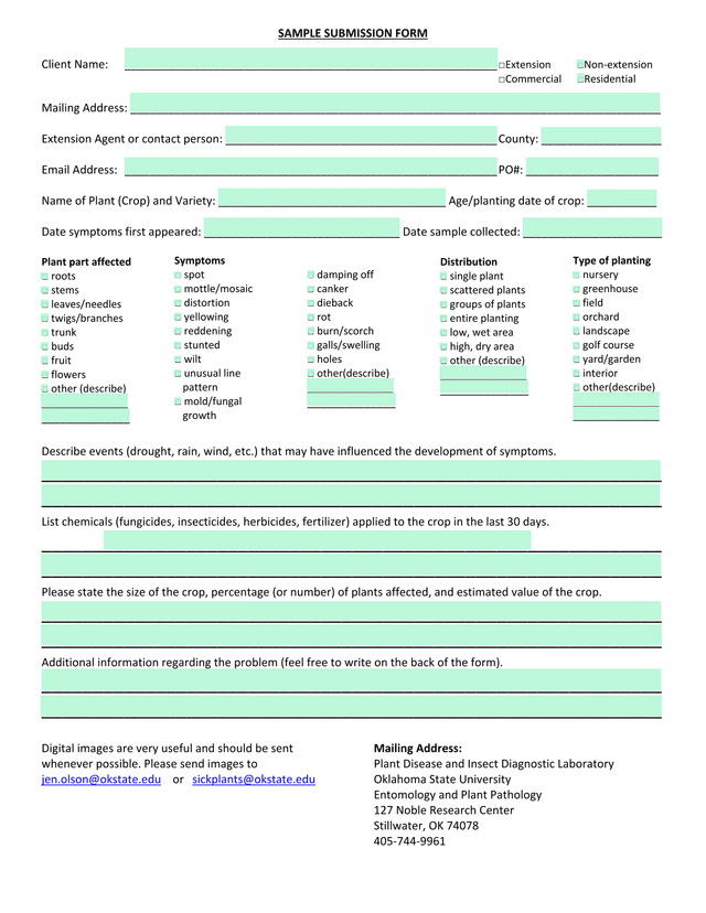 Sample Submission Form screenshot