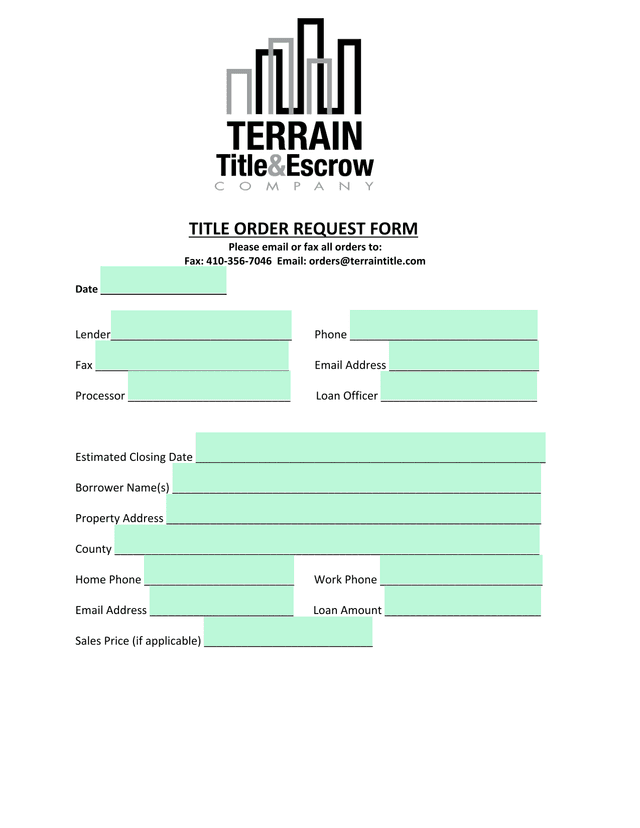 TITLE ORDER REQUEST FORM screenshot
