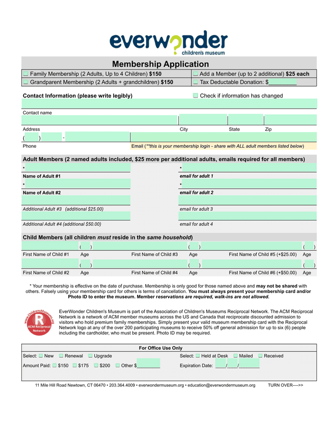 Membership Application screenshot