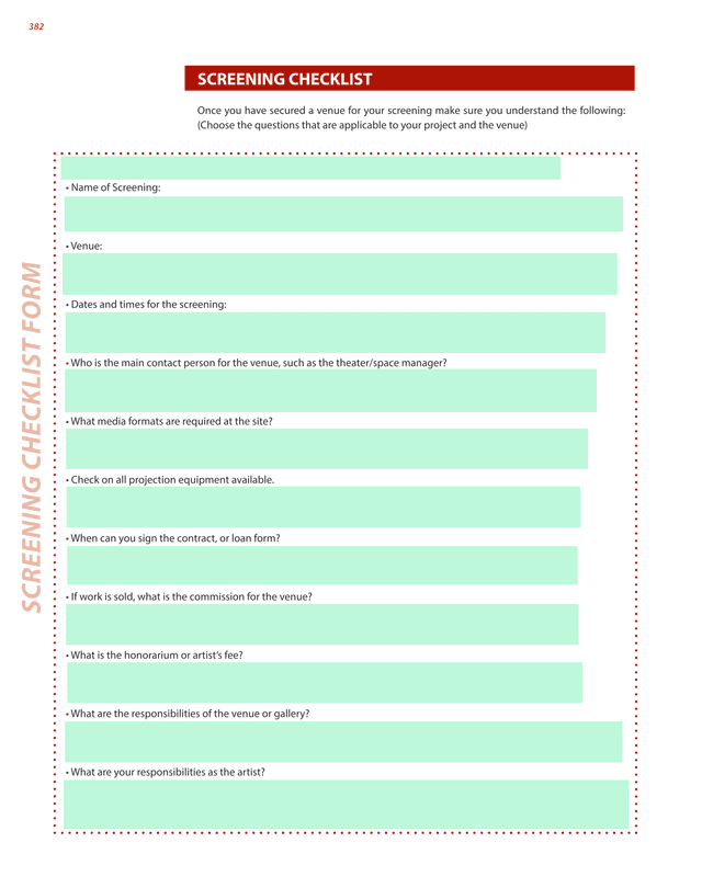 Screening Checklist Form screenshot