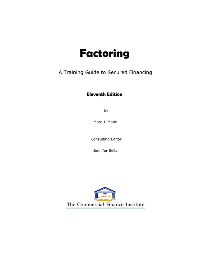 Factoring A Training Guide To Secured Financing screenshot