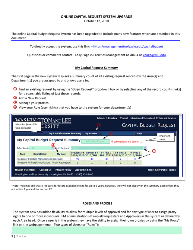 Online Capital Request System Upgrade screenshot