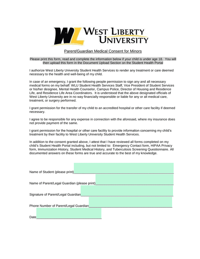 ParentGuardian Medical Consent For Minors screenshot