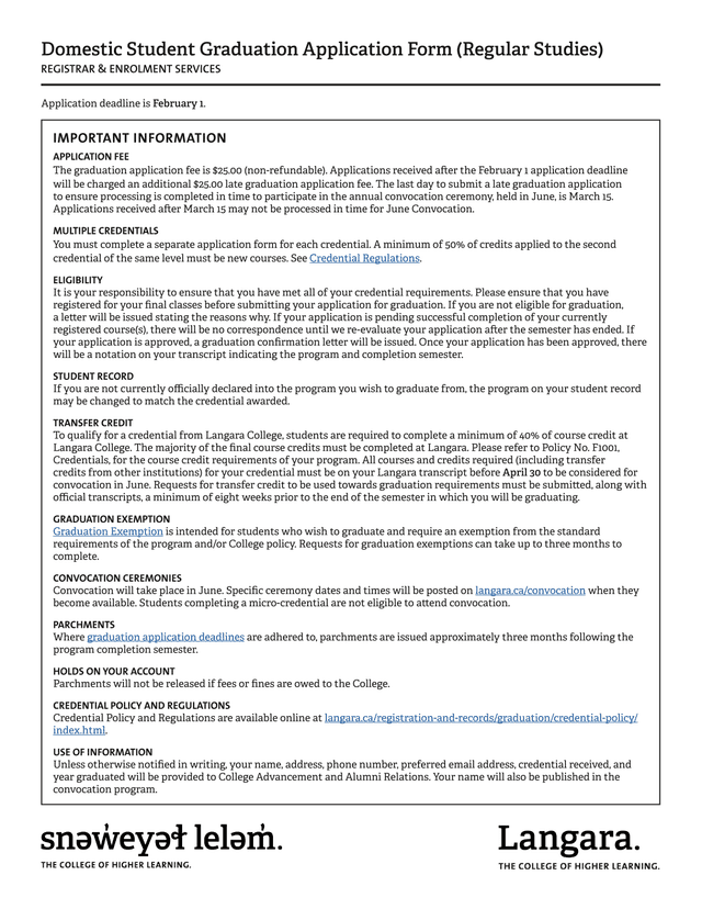 Domestic Student Graduation Application Form (Regular Studies) screenshot