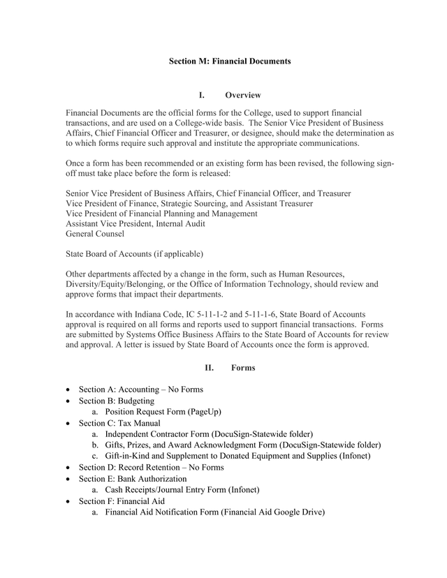 Financial Documents Policy screenshot