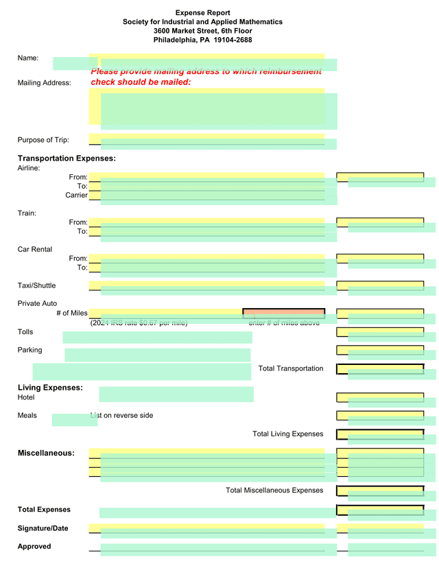 Expense Report screenshot