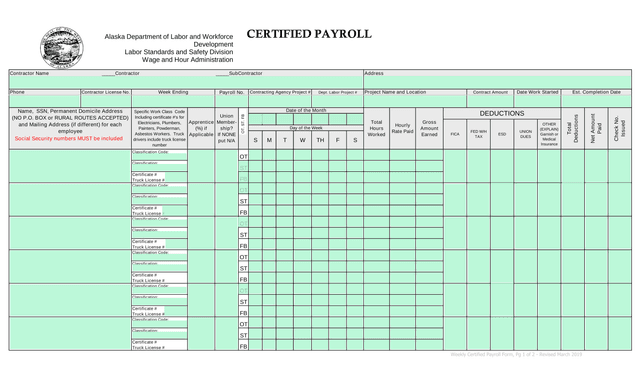 Weekly Certified Payroll Form screenshot