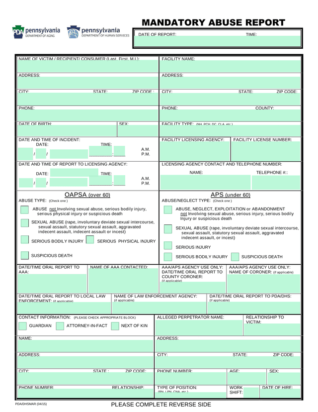 Incident Report Form screenshot