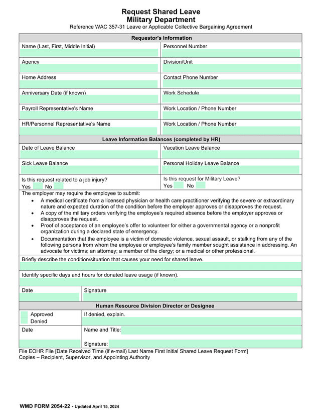 Request Shared Leave screenshot