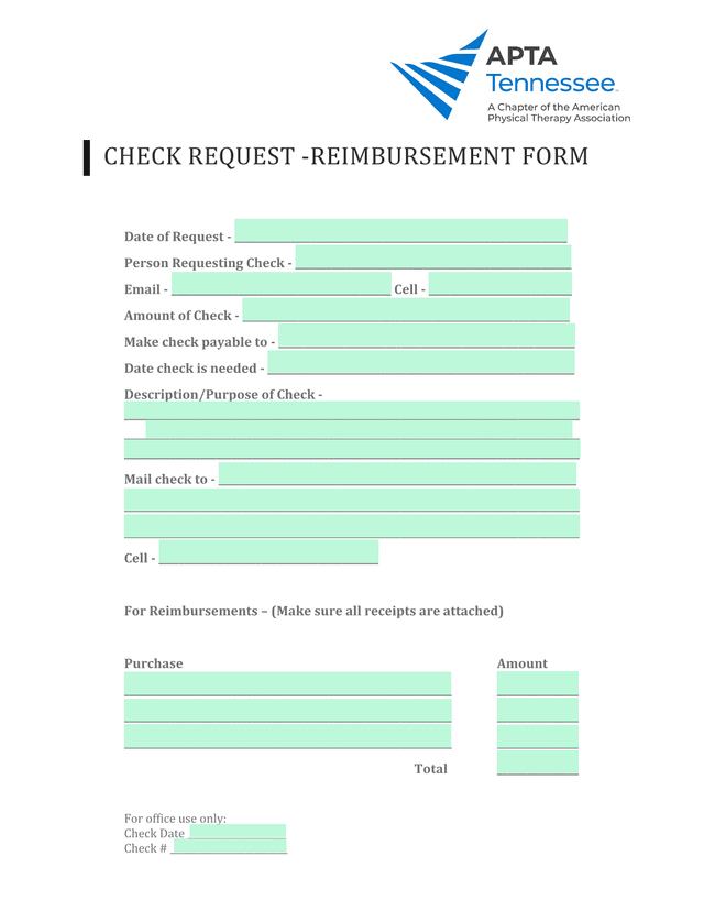 Check Request   Reimbursement Form screenshot