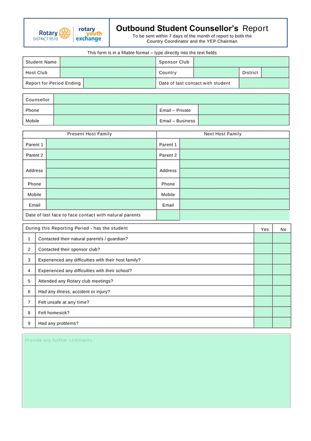 Outbound Student CounsellorS Report screenshot