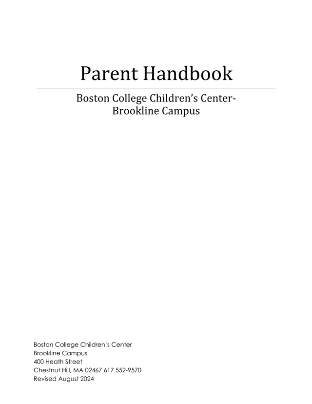 Parent Handbook Boston College ChildrenS Center Brookline Campus screenshot
