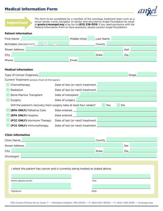 Medical Information Form screenshot
