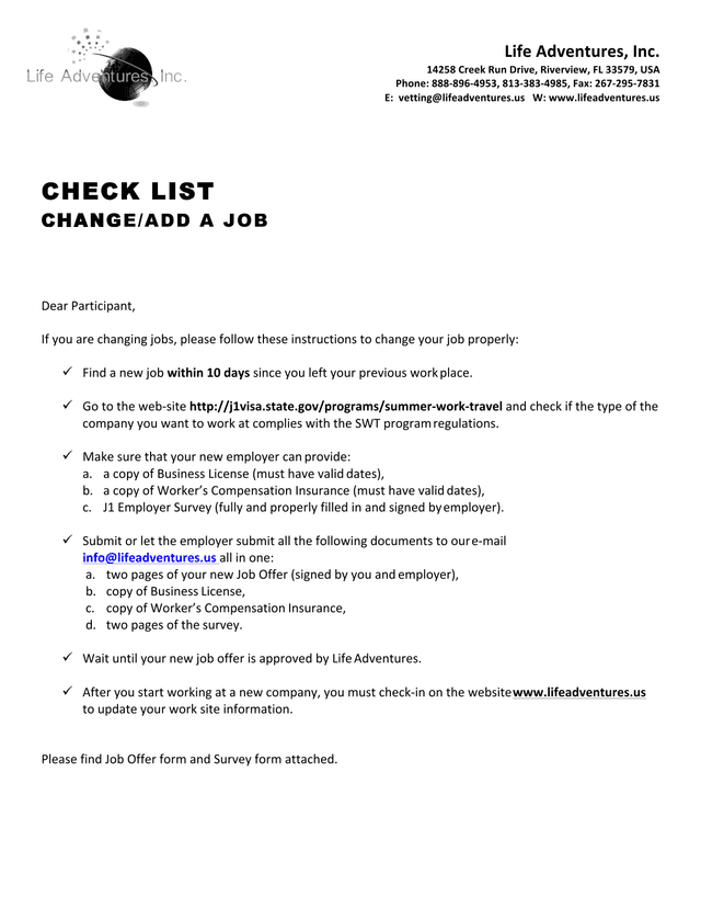 CHECK LIST CHANGEADD A JOB screenshot