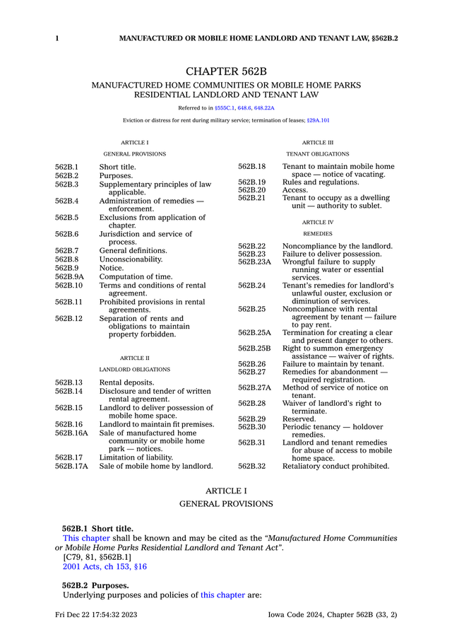 Manufactured Or Mobile Home Landlord And Tenant Law screenshot