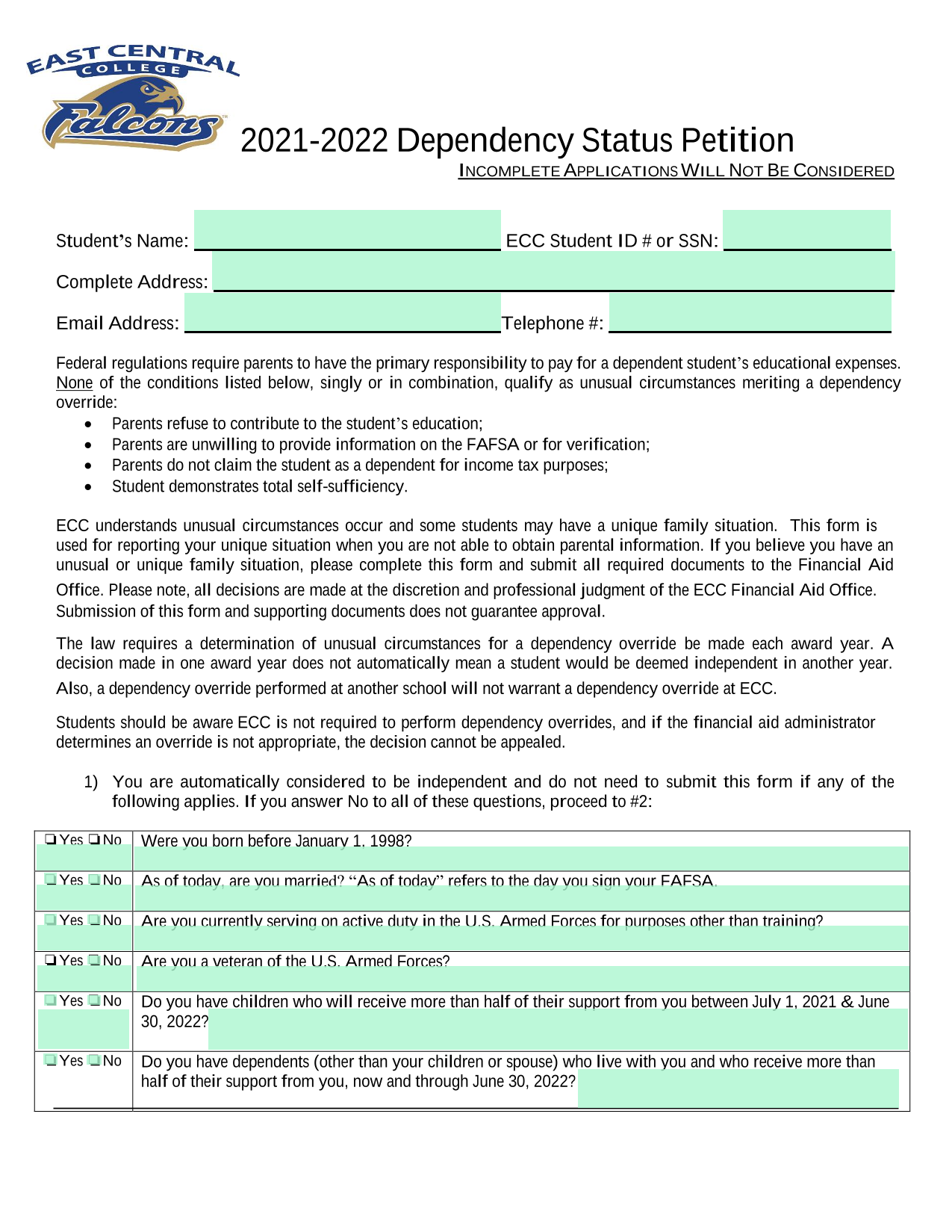 2021 2022 Dependency Status Petition screenshot