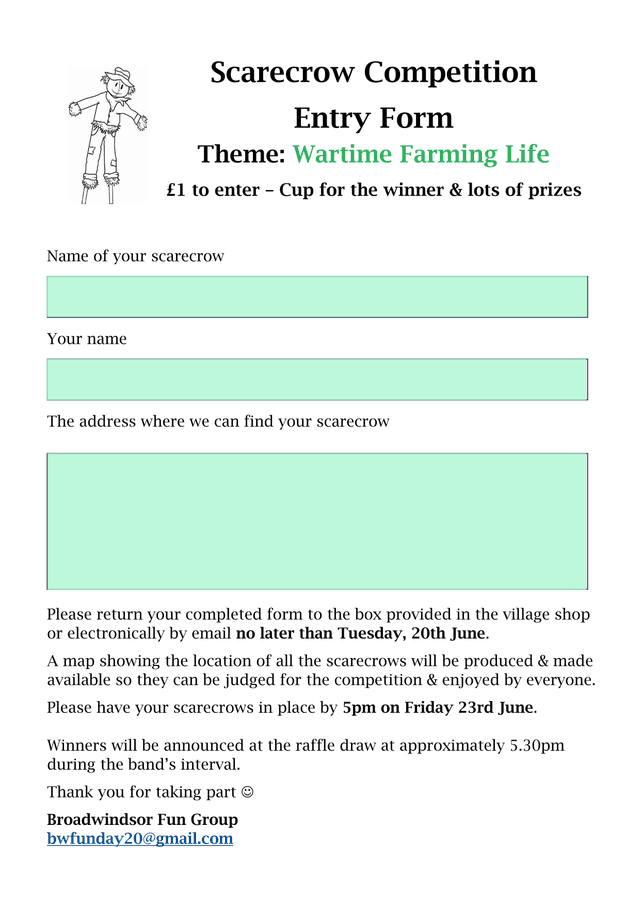 Scarecrow Competition Entry Form screenshot