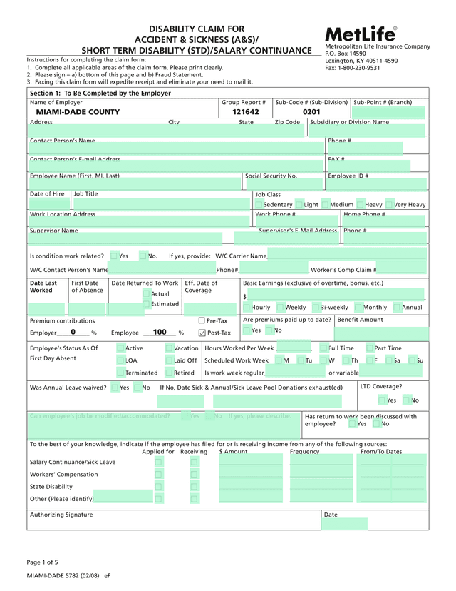 Disability Claim For Accident  SicknessShort Term DisabilitySalary Continuance screenshot