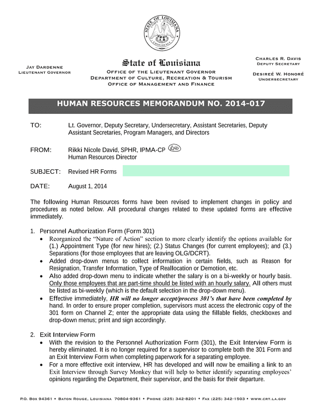 Human Resources Memorandum No. 2014 017 screenshot