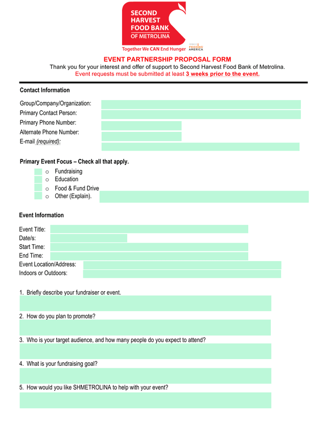 EVENT PARTNERSHIP PROPOSAL FORM screenshot