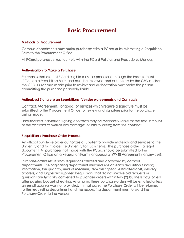 Basic Procurement screenshot