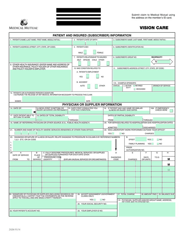 Patient And Insurance Claim Form screenshot