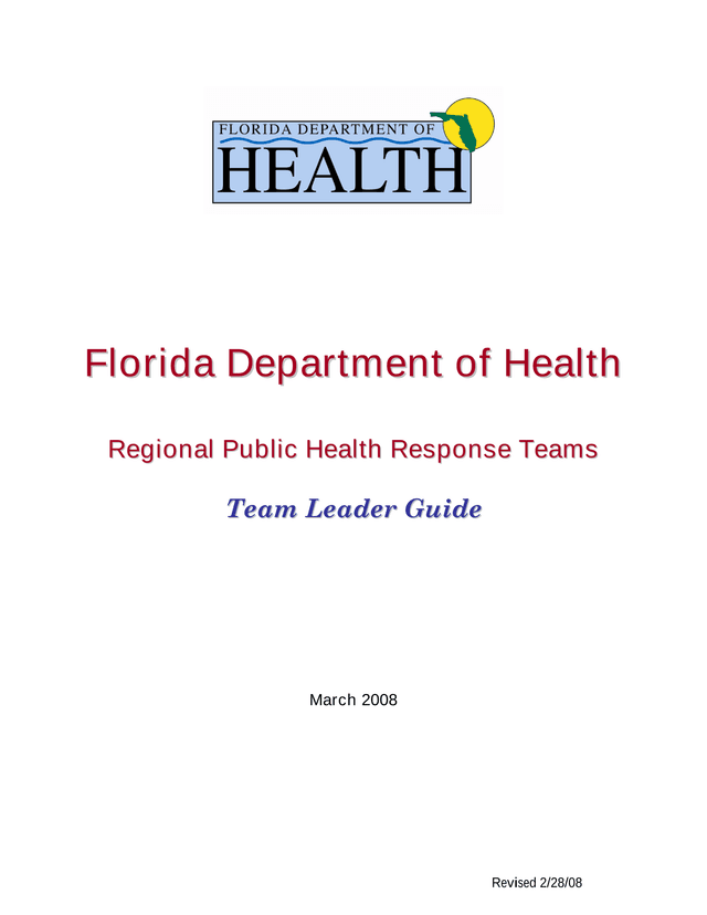 Regional Public Health Response Teams Team Leader Guide screenshot