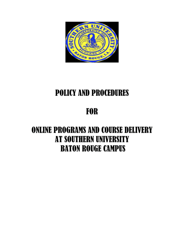 Policy And Procedures For Online Programs And Course Delivery At Southern University Baton Rouge Cam screenshot