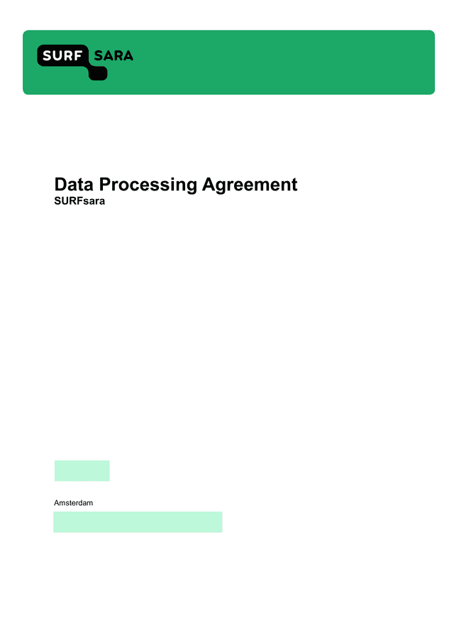 Data Processing Agreement SURFsara screenshot