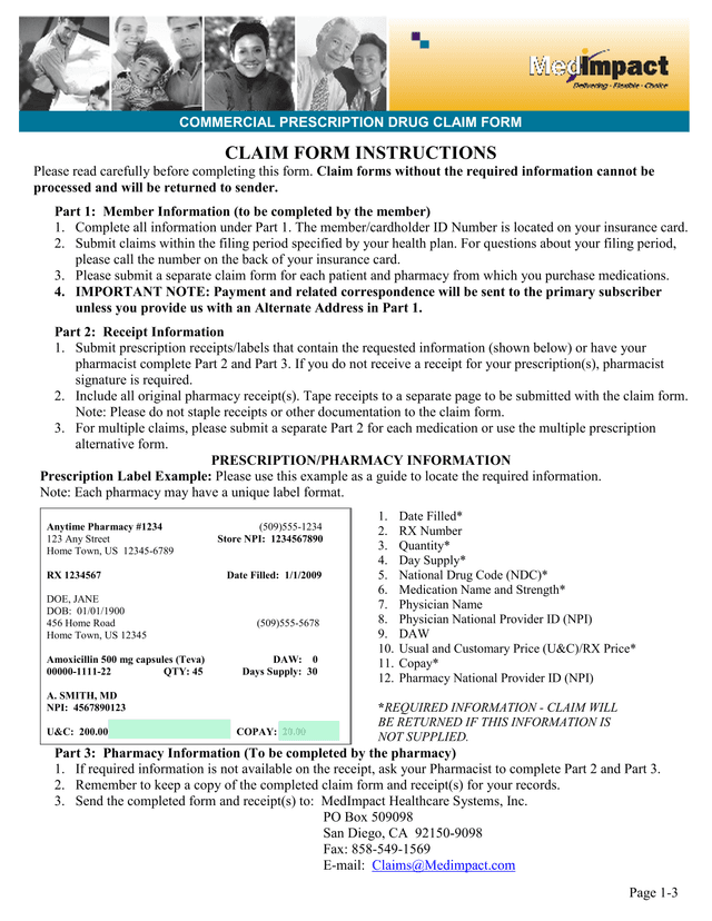 Claim Form Instructions screenshot