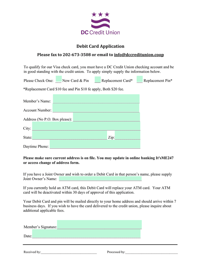 Debit  Card Application screenshot