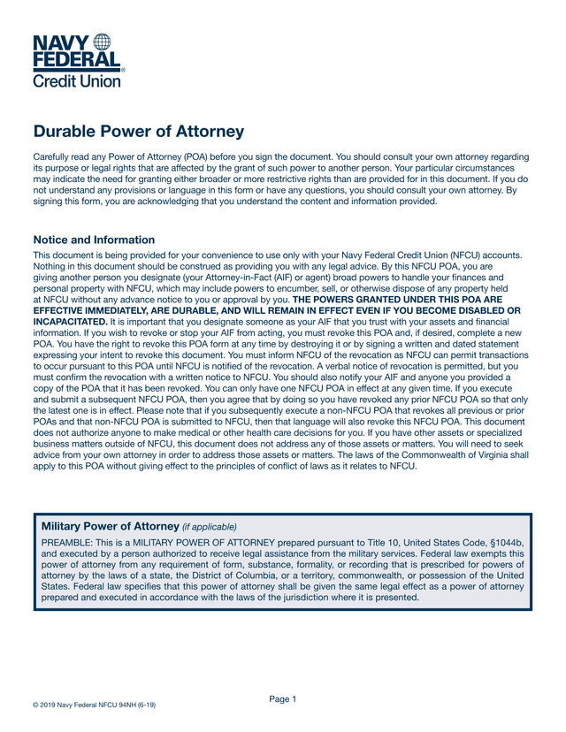 Durable Power Of Attorney screenshot