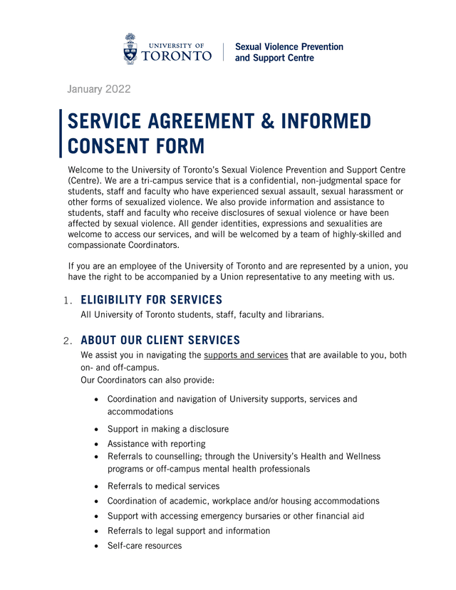 Sexual Violence Prevention And Support Centre Service Agreement  Informed Consent Form screenshot
