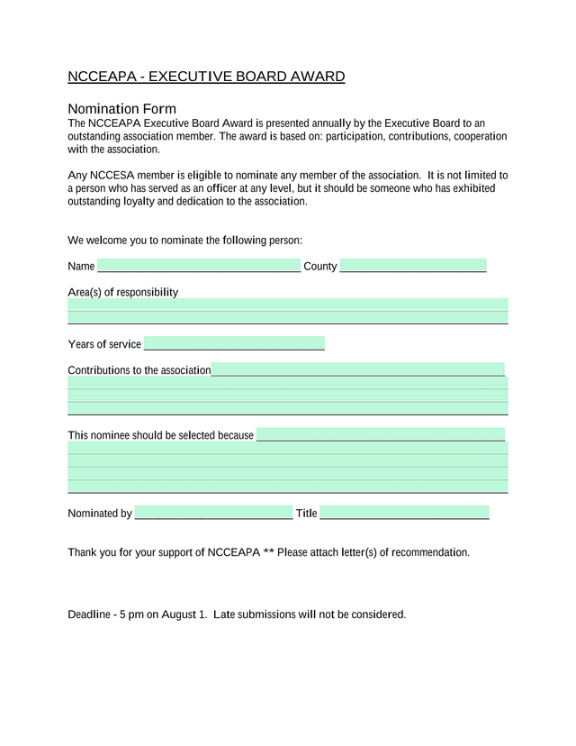 NCCEAPA   Executive Board Award Nomination Form screenshot
