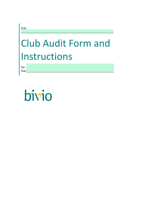 Club Audit Form And Instructions screenshot