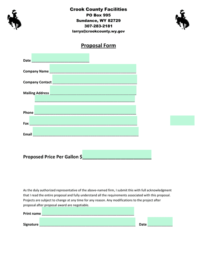 Proposal Form screenshot
