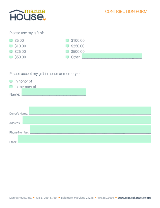 Contribution Form screenshot
