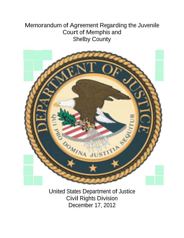 Memorandum Of Agreement Regarding The Juvenile Court Of Memphis And Shelby County screenshot