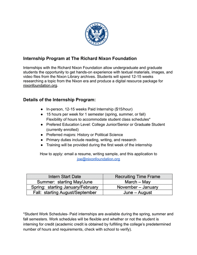 Student Internship Application Form screenshot