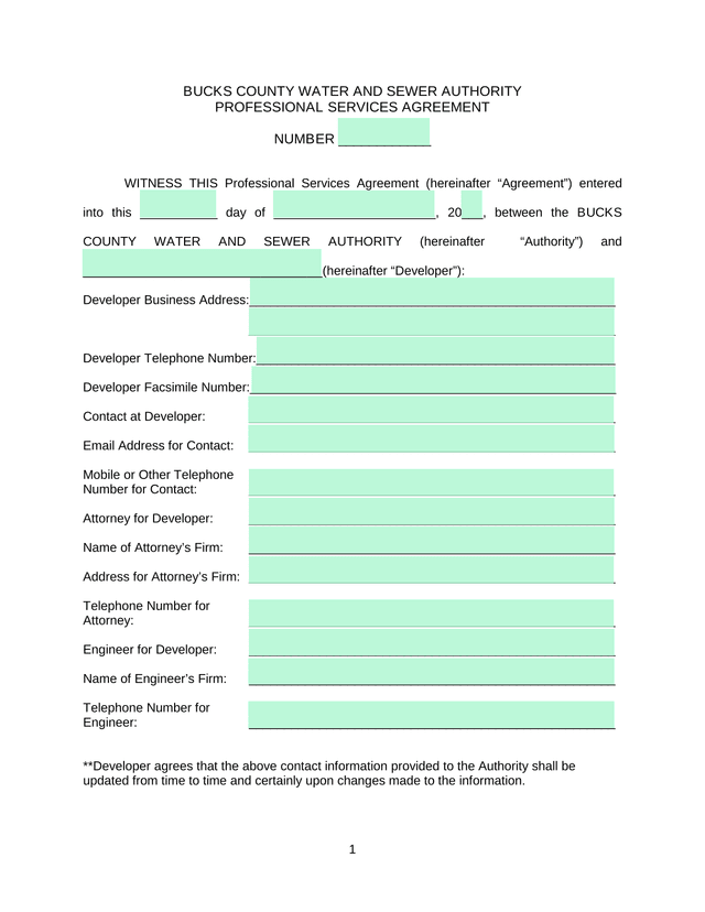 Professional Services Agreement screenshot