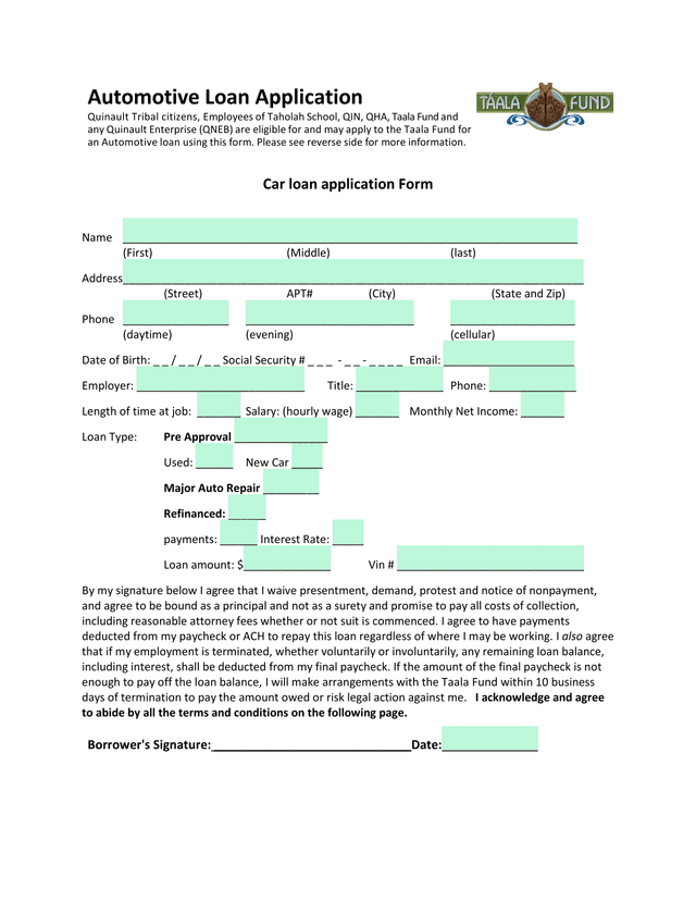 Automotive Loan Application screenshot