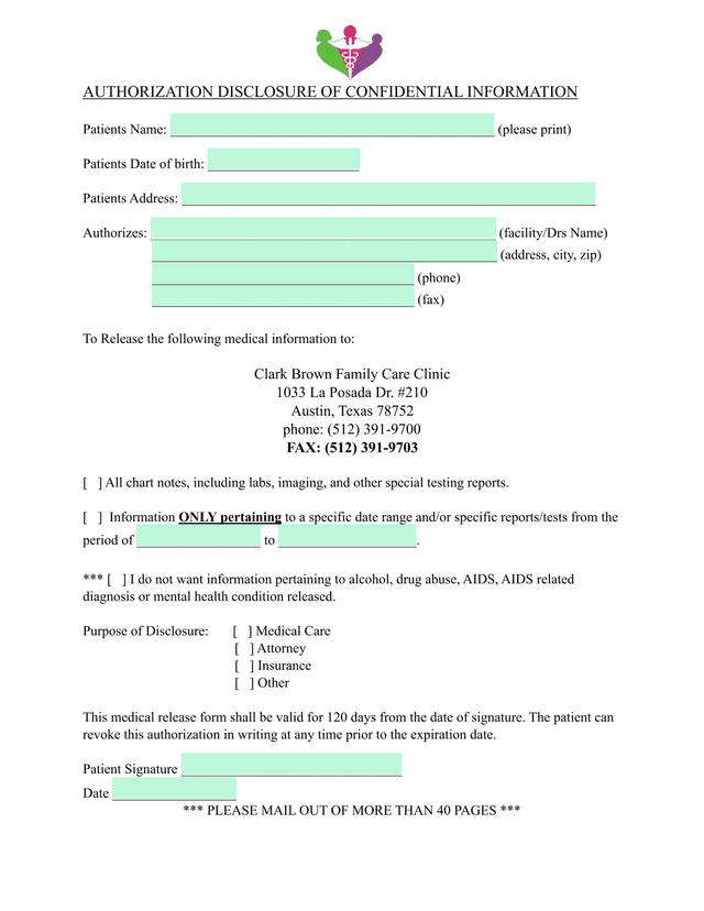 Authorization Disclosure Of Confidential Information screenshot