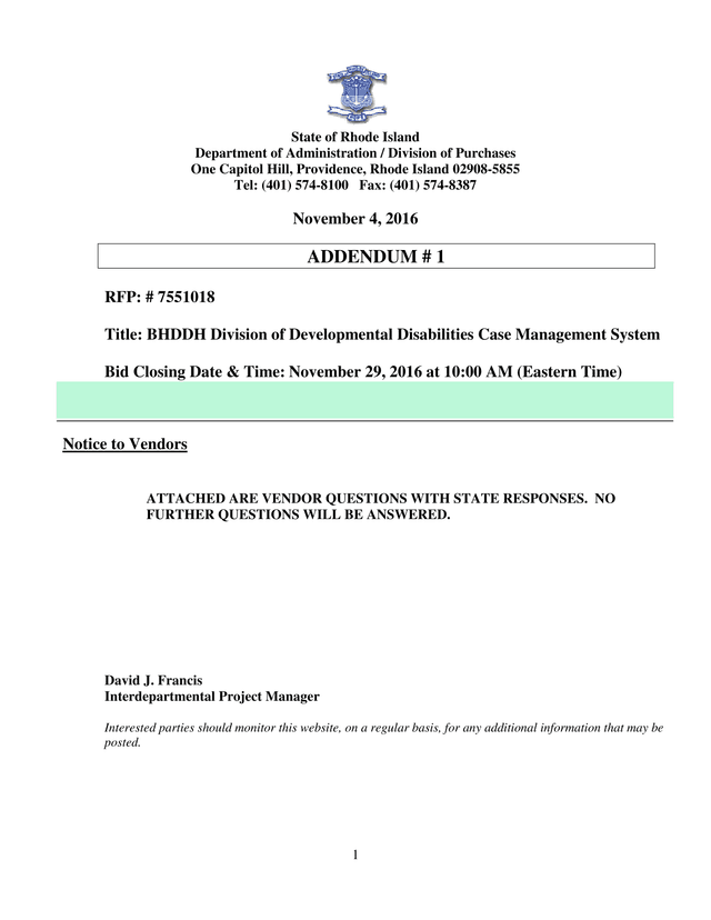 Addendum 1 For RFP 7551018 screenshot