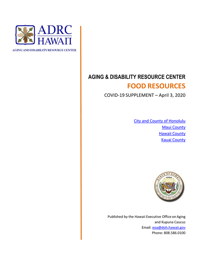 Aging  Disability Resource Center Food Resources COVID 19 Supplement screenshot