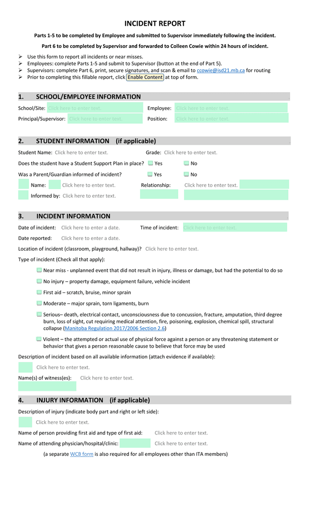 Incident Report screenshot