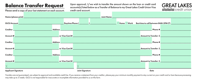 Balance Transfer Request screenshot