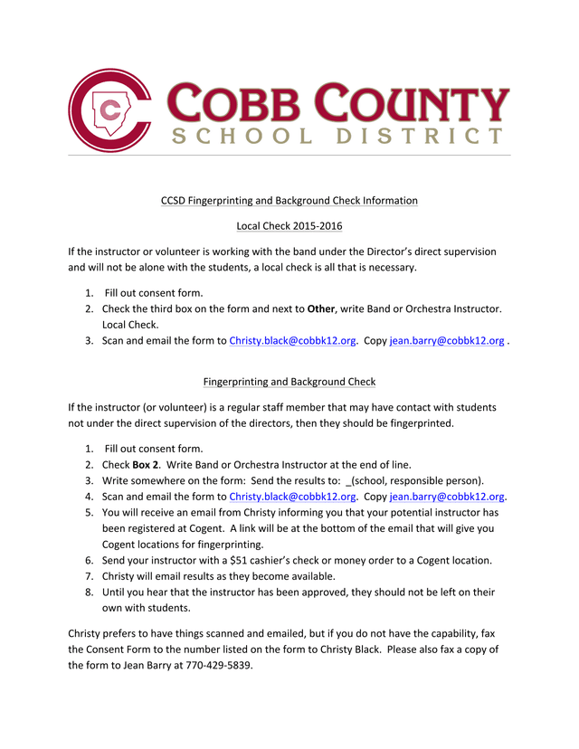 CCSD Fingerprinting And Background Check Information Local Check 2015 2016 screenshot