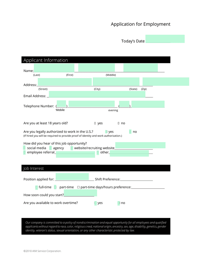 Application For Employment screenshot