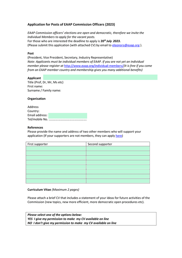 Application For Posts Of EAAP Commission Officers (2023) screenshot